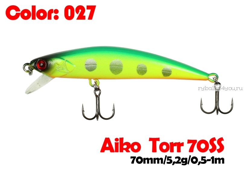 Воблер  Aiko TORR 70SS  70 мм/ 5,6 гр / 0,5-1 м / цвет - 027