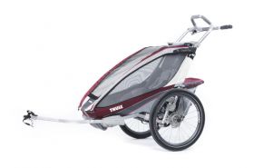 Коляска Thule Chariot CX1/Си Икс1, в комплекте с велосцепкой, бордовый, 14-