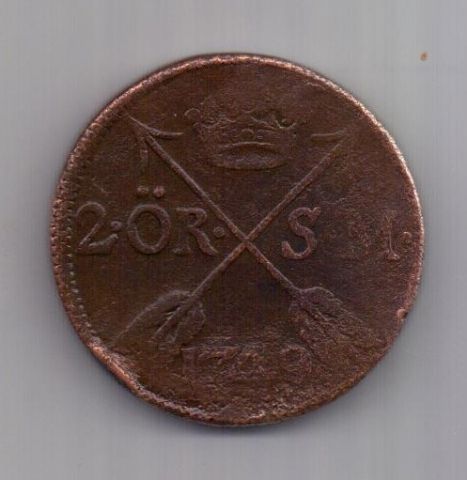 2 эре 1749 г. Швеция