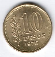 10 песо 1976 г. Аргентина
