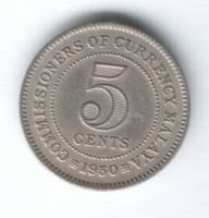 5 центов 1950 г. Малайя