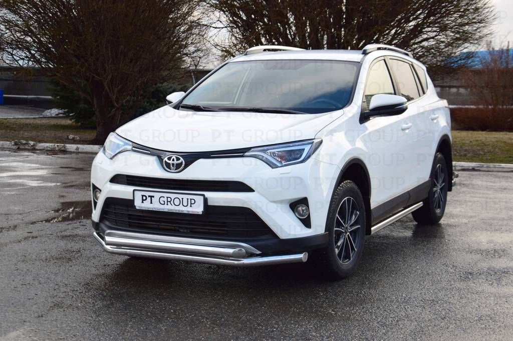 Защита переднего бампера двойная d63/63мм (НПС) TOYOTA RAV4 2013-