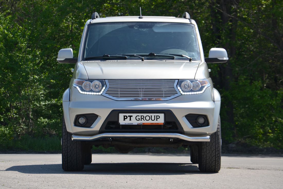 Защита переднего бампера d63мм "Волна" (НПС) UAZ PATRIOT 2014-