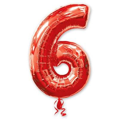 Шар фигура цифра 6 (Красная)