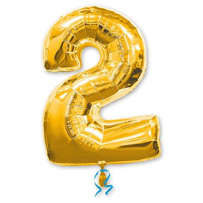 Шар фигура цифра 2 (Gold)