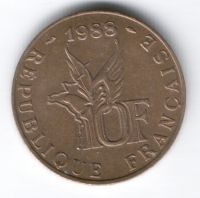 10 франков 1988 г. Франция, Ролан Гаррос