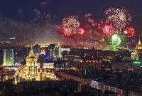 Просмотр праздничного салюта из небоскреба Москва-Сити