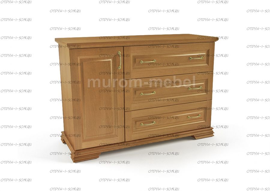 Комод Атлант 3 ящика с дверцей (120х45х80)