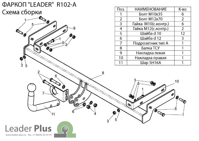 Фаркоп Лидер Плюс для RENAULT CLIO SYMBOL (седан) 2002-2008