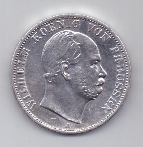 1 талер 1867 г. AUNC. Пруссия. Германия