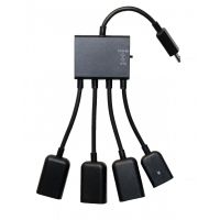 Переходник OTG MicroUSB - USB 2.0 (3 порта) с доп.питанием (MicroUSB)