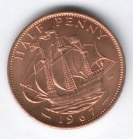 1/2 пенни 1967 г. Великобритания