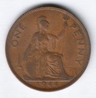 1 пенни 1944 г. Великобритания