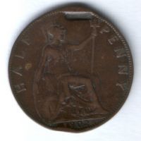 1/2 пенни 1902 г. Великобритания
