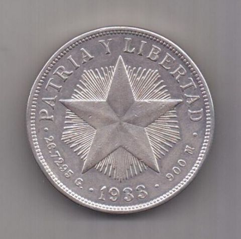 1 песо 1933 г. Куба