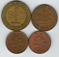 Набор монет Германия 1966-1993 г. 4 шт.