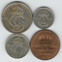 Набор монет Швеция 1968-1981 г. 4 шт.