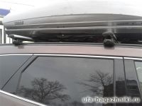 Багажник на крышу Hyundai Santa Fe 2012-..., крыловидные дуги на интегрированные рейлинги, Атлант