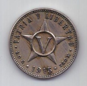 5 сентаво 1915 г. AUNC. Куба