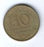 10 сантимов 1981 г. Франция