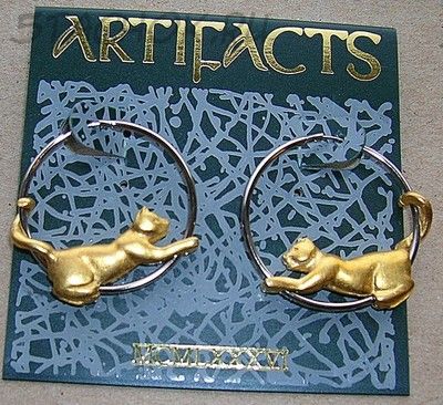 Серьги-кольца "Кошки" под золото/серебро