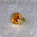 Кольцо желтый топаз под золото