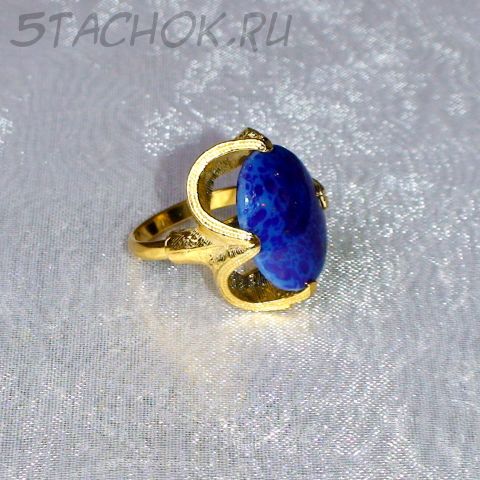 Кольцо синее под золото