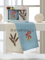 717 V2 SANTA (30х50х2шт) салфетки Махровые с вышивкой  в коробке  Карна