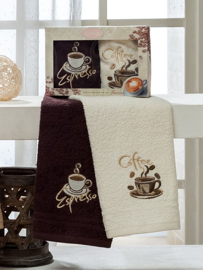 719 V1 HAVANA (30х50х2шт) арт. 719 салфетки Махровые с вышивкой  в коробке  Карна