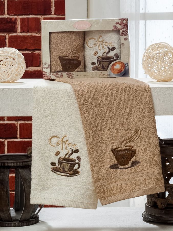 719 V2 HAVANA (30х50х2шт) арт. 719 салфетки Махровые с вышивкой  в коробке  Карна