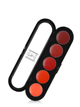 09 Палитра блесков и помад 5 цветов, красная гамма, 10 г