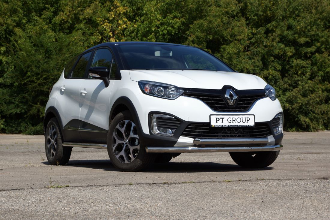 Защита переднего бампера двойная 63/63мм (НПС) Renault Kaptur 2016-