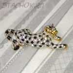 Брошь "Леопард" под золото, стразы, эмаль