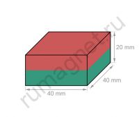 Размеры неодимового магнита 40x40х20 мм