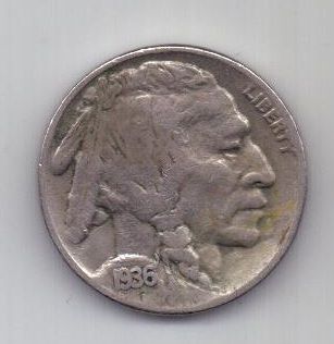 5 центов 1936 г. D. США