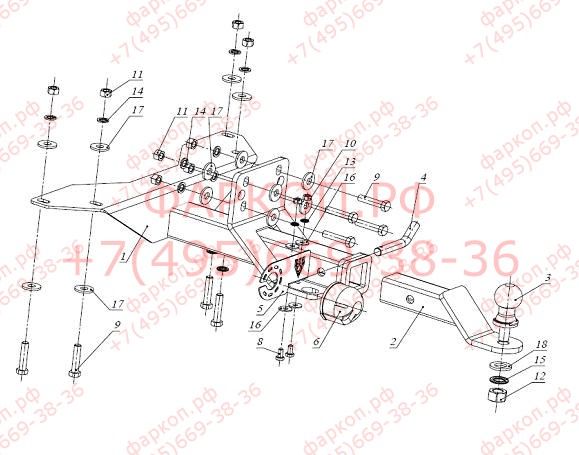 Фаркоп Uaz Patriot / УАЗ Патриот 2015- без подрезки бампера. Тип шара: E (легкосъемный шар под квадрат).