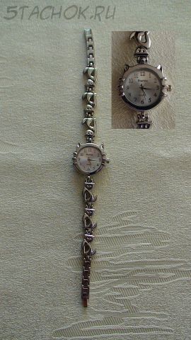 Часы женские "Кошка" серебро светлые (на браслете)