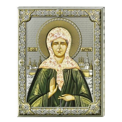 Серебряная икона Святая Матрона (листовое серебро, Италия)