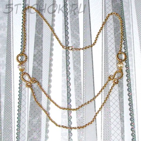 Винтажное длинное колье под золото