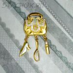 Брошь "Аксессуары модницы" под золото, эмаль