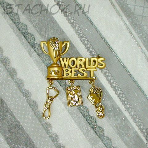 Брошь " Всемирно лучшему медработнику " под золото