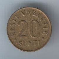 20 сентов 1992 г. Эстония