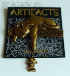 Брошь "Кошка и мышка-2" под бронзу