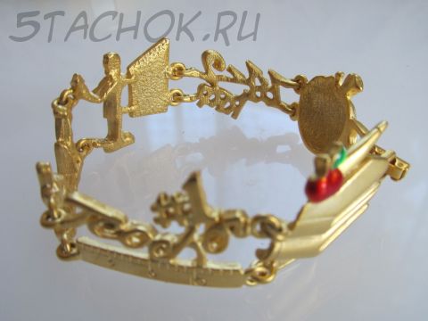 Браслет "Учителю" под золото, эмаль