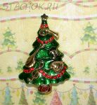 Брошь "Музыкальная елочка" под золото, эмаль