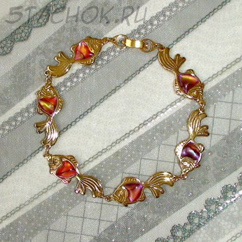 Браслет "Рыбки" под золото, эмаль