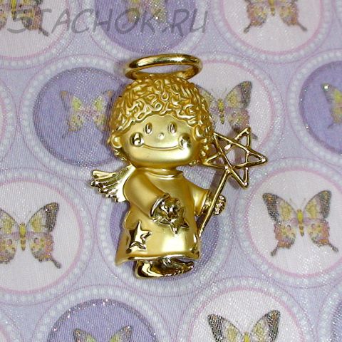 Брошь "Малыш-ангелочек" под золото