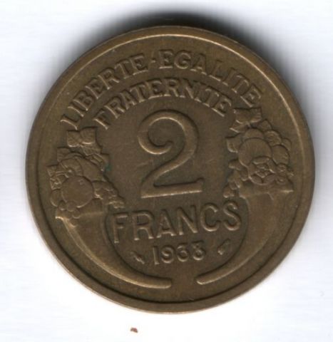 2 франка 1938 г. Франция