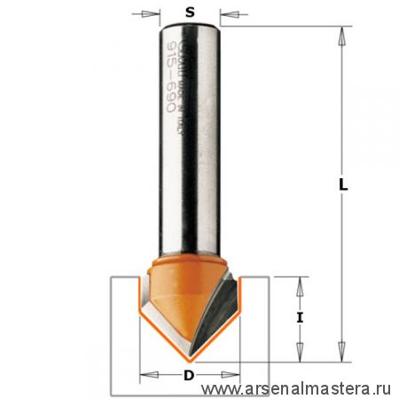 Фреза пазовая c углом 90 гр. S=8 D= 9,5 x 12,7 CMT 915.095.11