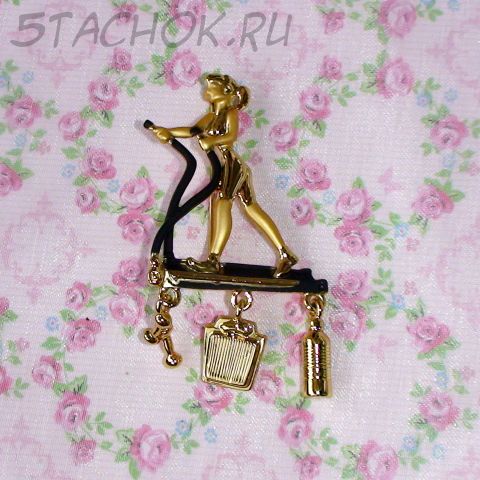 Брошь "Фитнес" под золото, эмаль